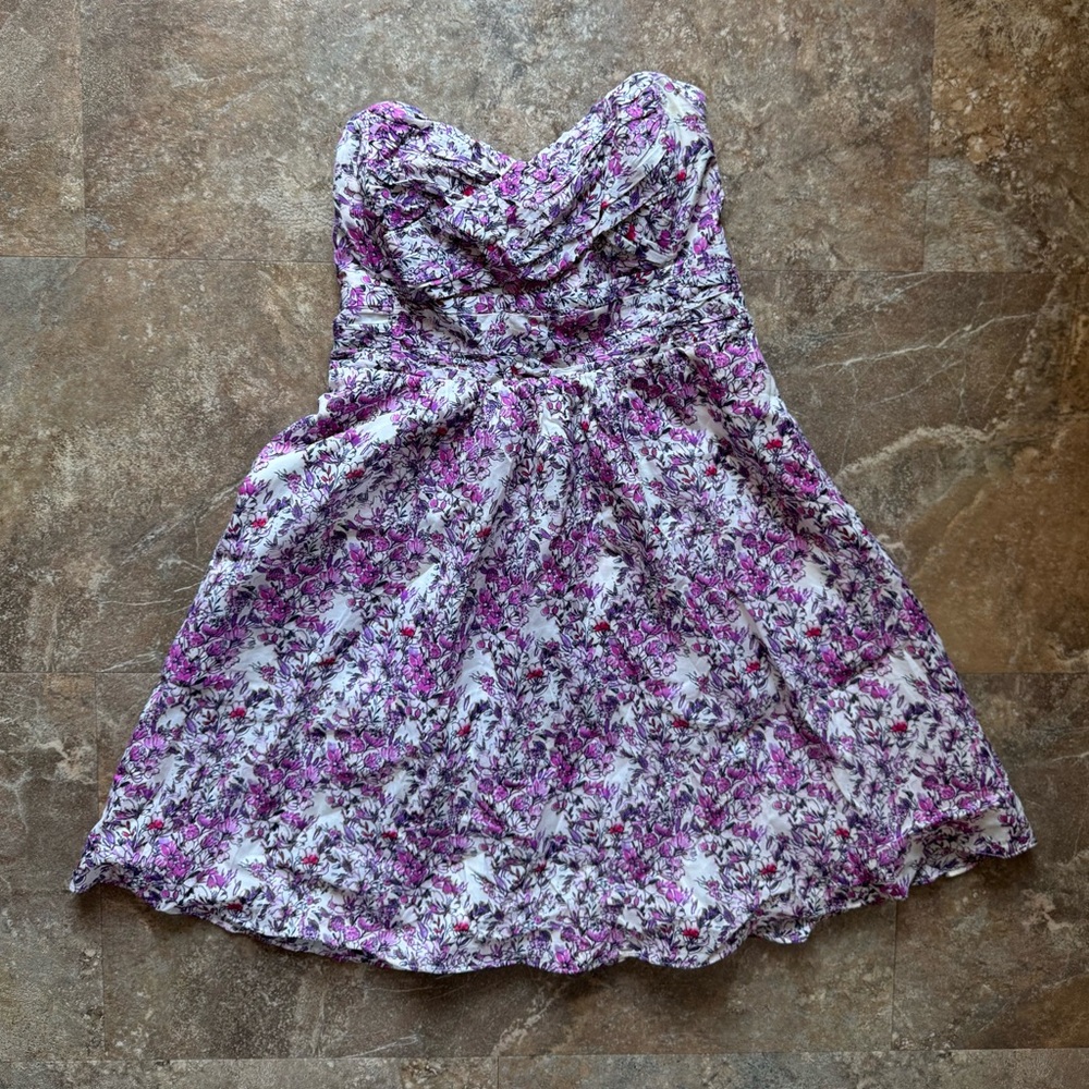 Express Purple and White Ruffled Tiered Sundress